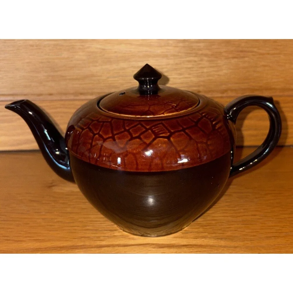 Vintage Teapot “Brown Betty” Style Glazed Ceramic Lidded made in England